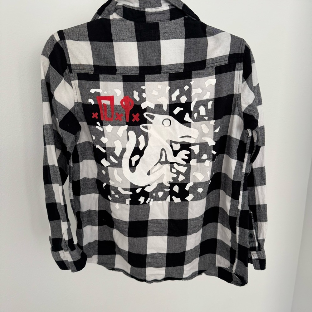 D.I. Goon Punk Band Logo Black and White Checkered Flannel X-Small 158 12-13
